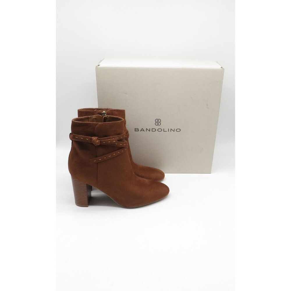 Bandolino Womens Dark Natural Suede Ankle Boots Block Heel 6M NEW $129
